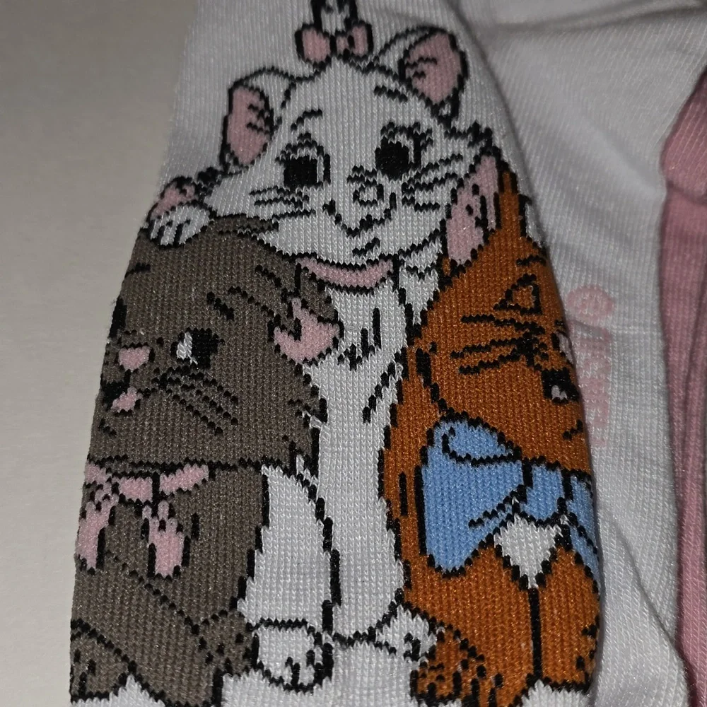 Set of 2 Pink and White Aristocats Socks with a Matching Lipgloss